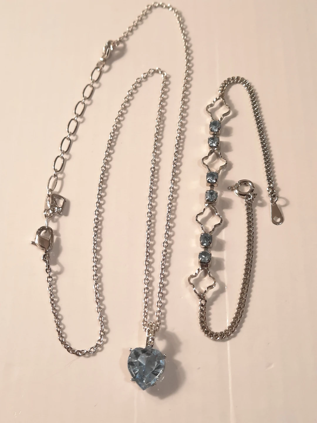 Swarovski  neclase ,and bracelet silver tone