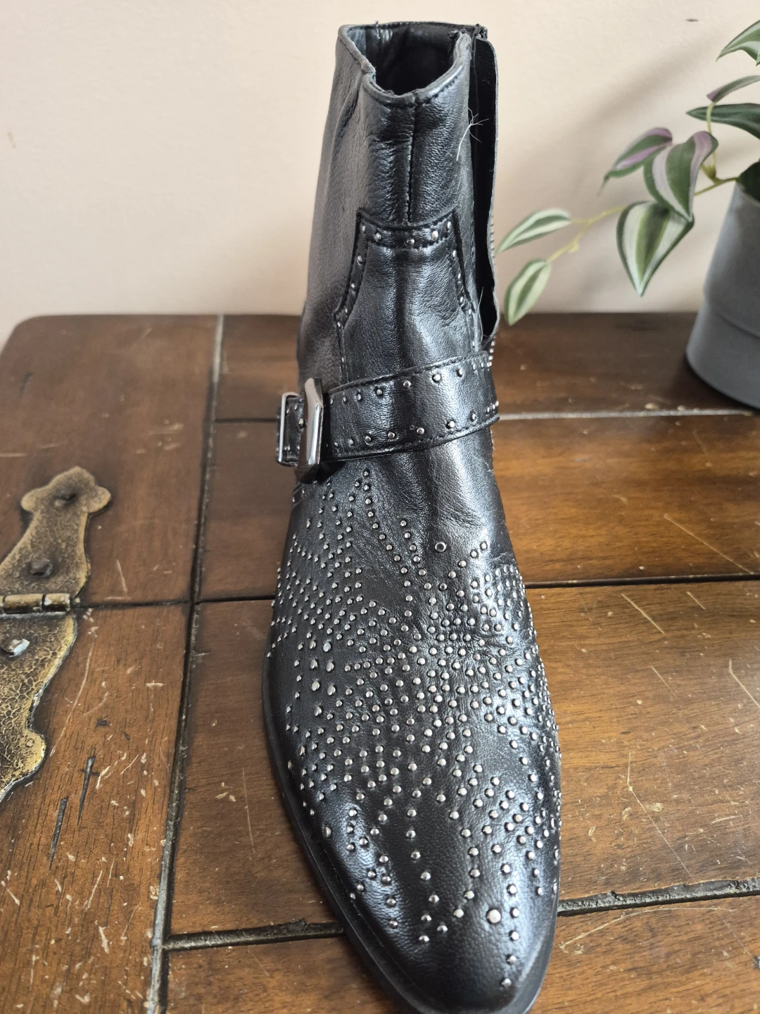 ZARA Black Studded Ankle Boots - Size 38 - photo 2