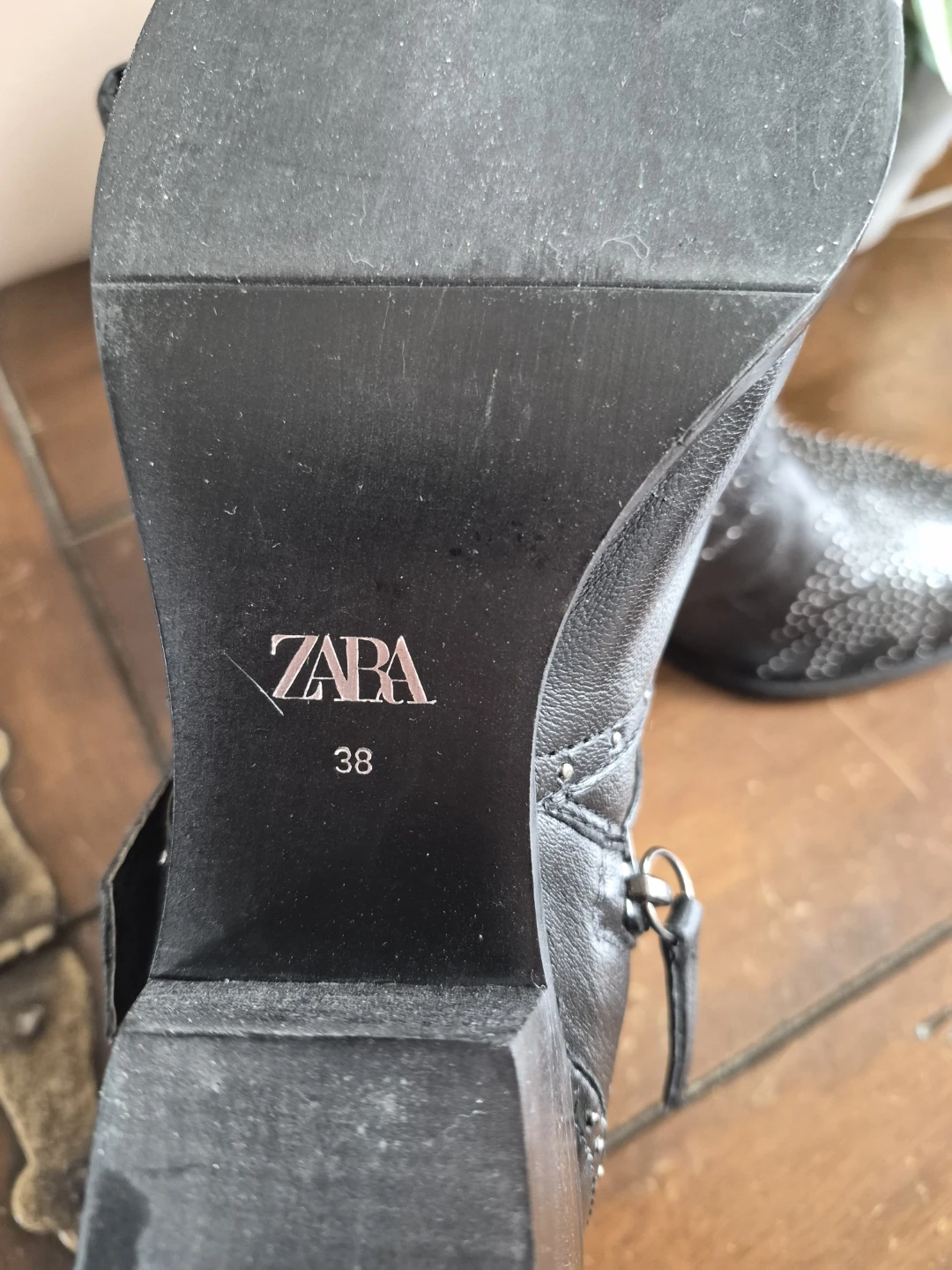 ZARA Black Studded Ankle Boots - Size 38 - photo 3