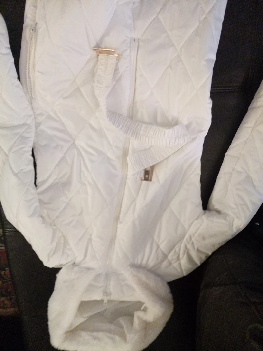 White Quilted Snowsuit with Faux Fur Trim - photo 2