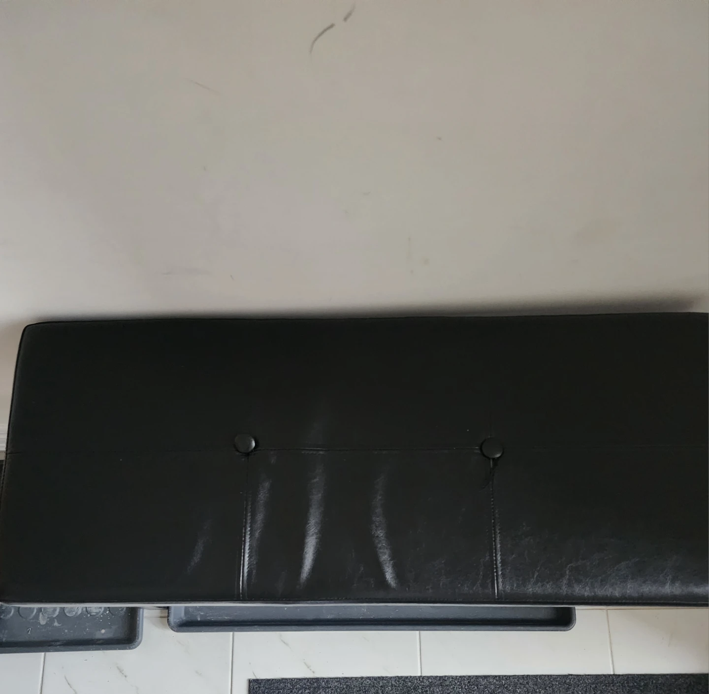 Black Faux Leather Shoe Bench with Storage - photo 2