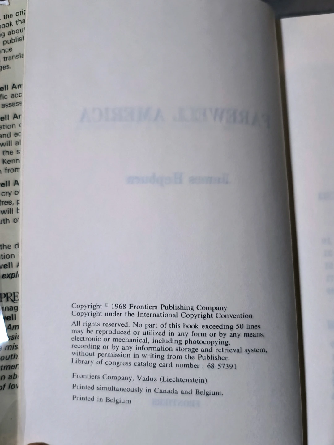"Farewell America" James Hepburn 1968 hardcover - photo 5