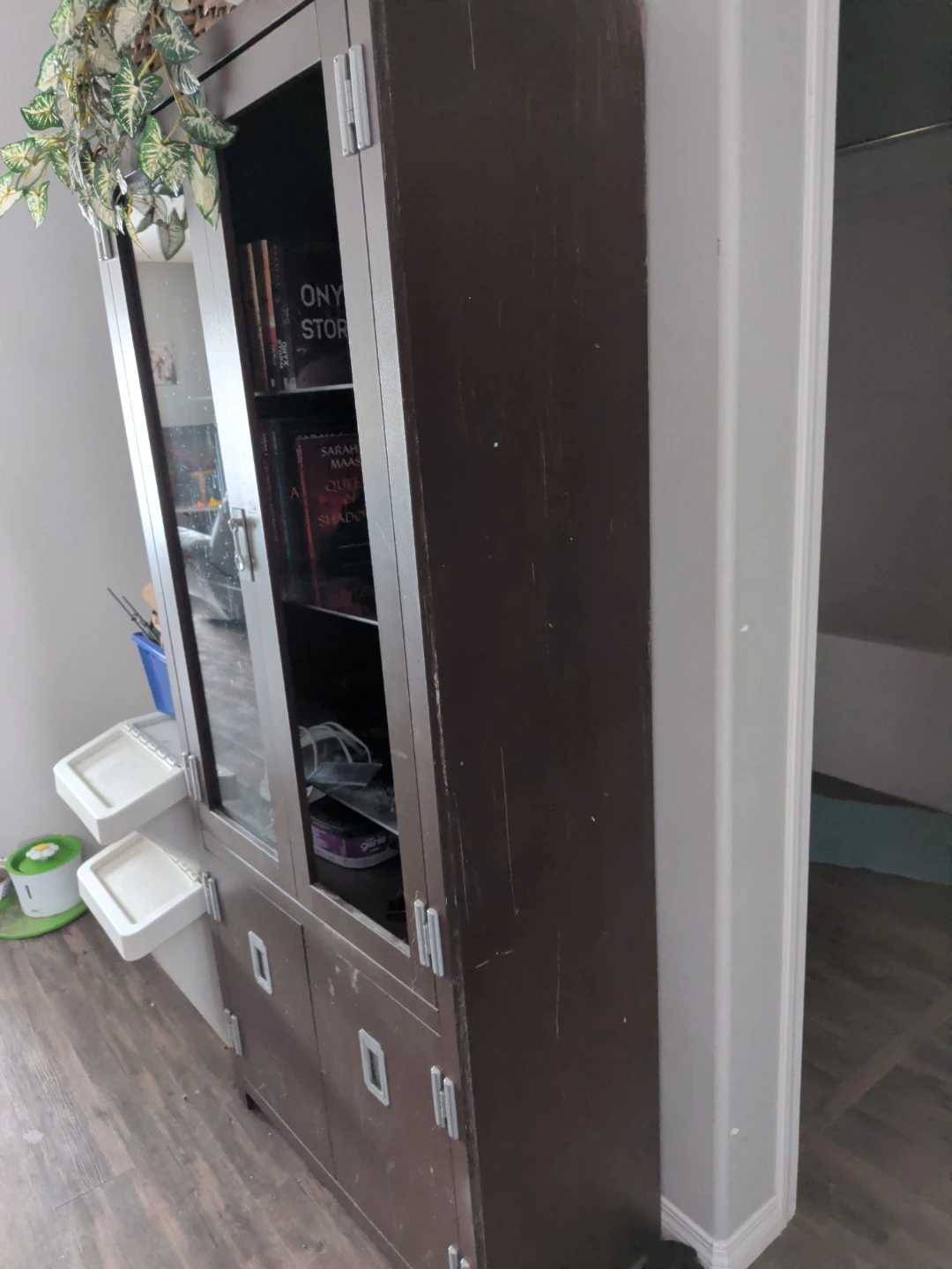 Brown Bookcase with Glass Doors - photo 3