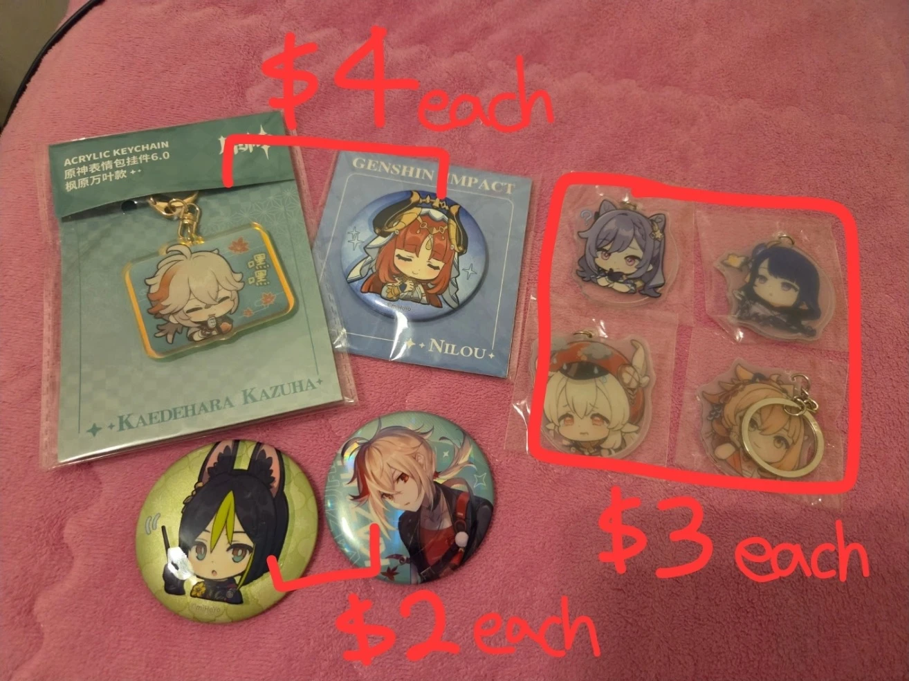 Genshin Impact Acrylic Keychains and Badges