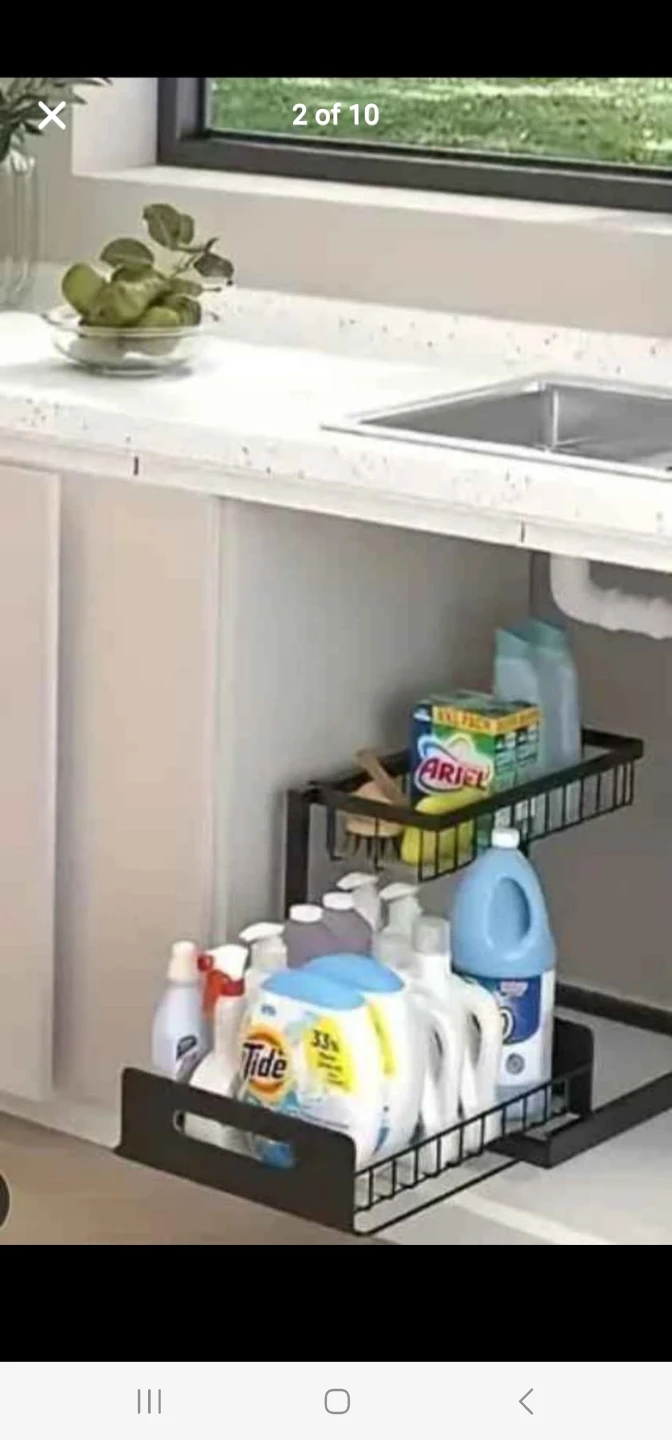 1-Pack Heavy-Duty Metal Under Sink Organizer with 2-Tier Pu...