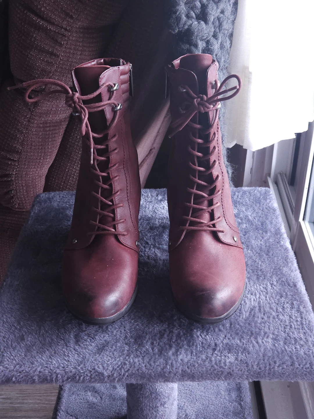 Blondo Burgundy Lace-Up Heeled Ankle Boots - photo 2