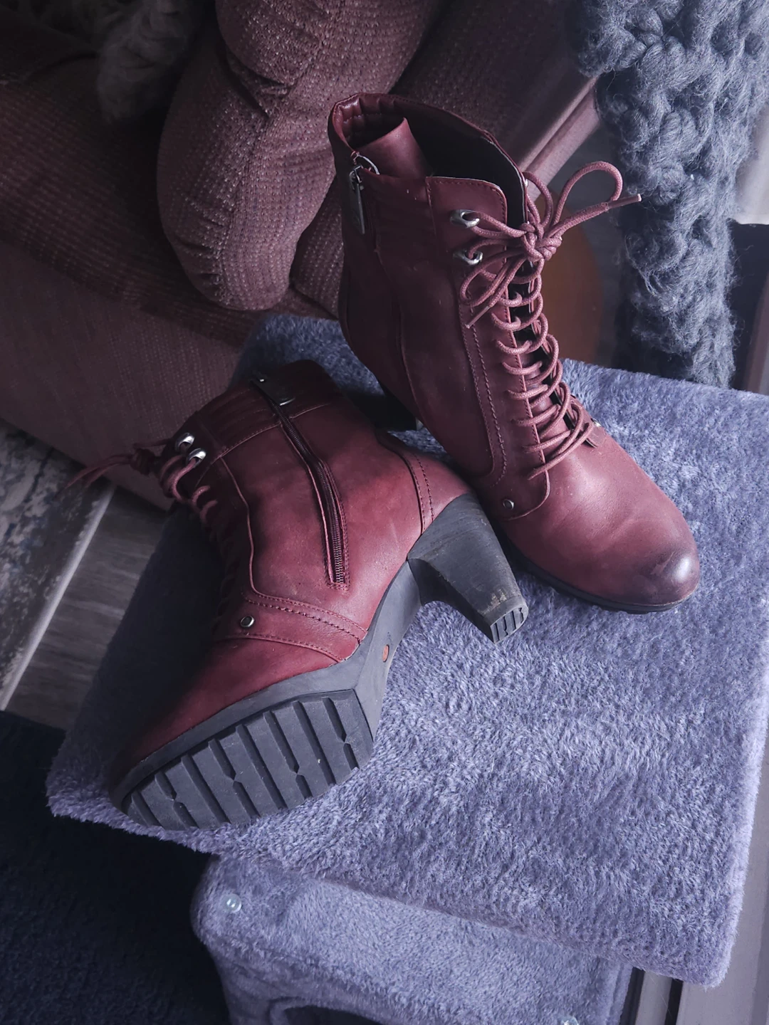 Blondo Burgundy Lace-Up Heeled Ankle Boots - photo 4