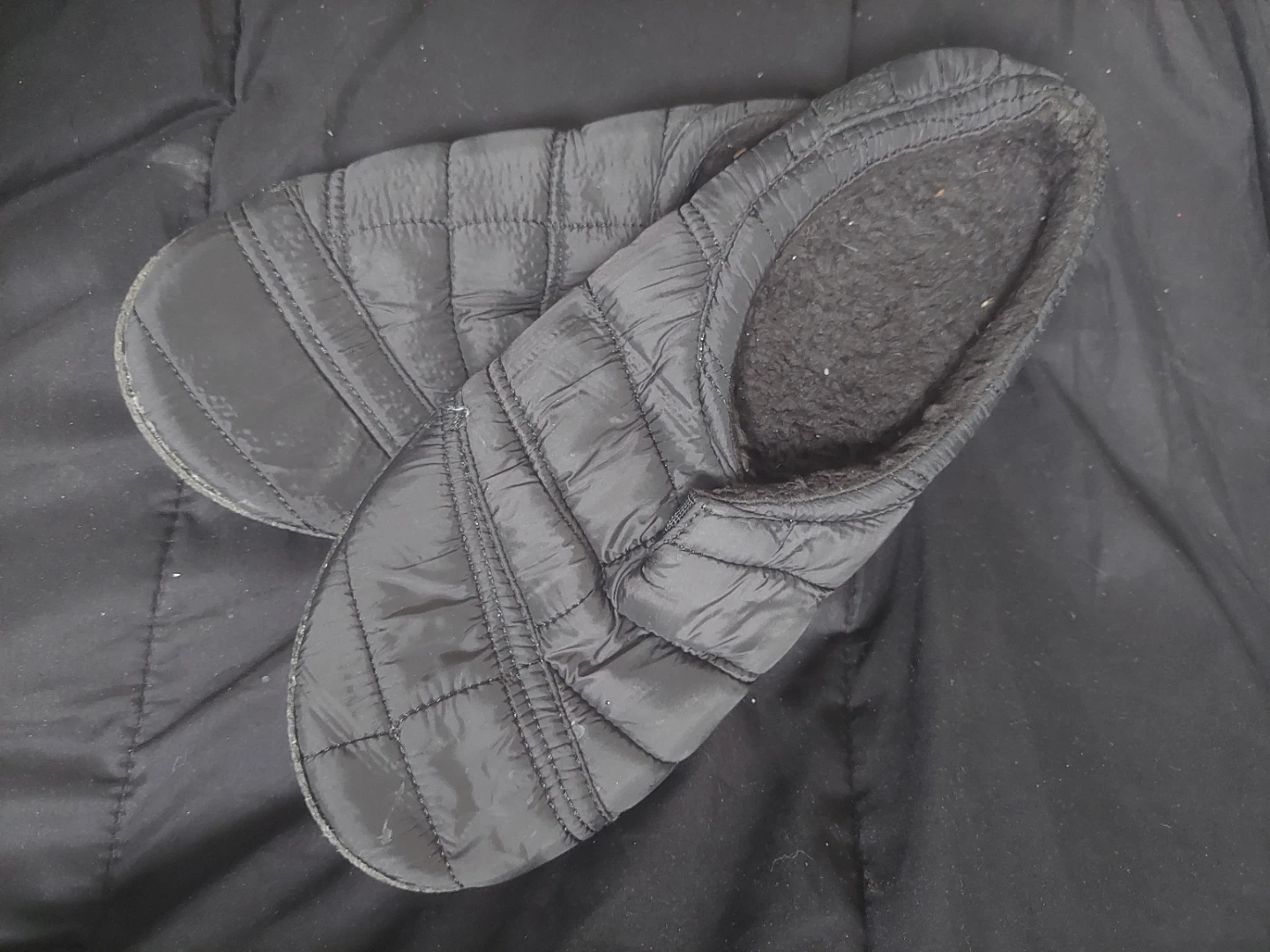 TOMS Black Quilted Slippers