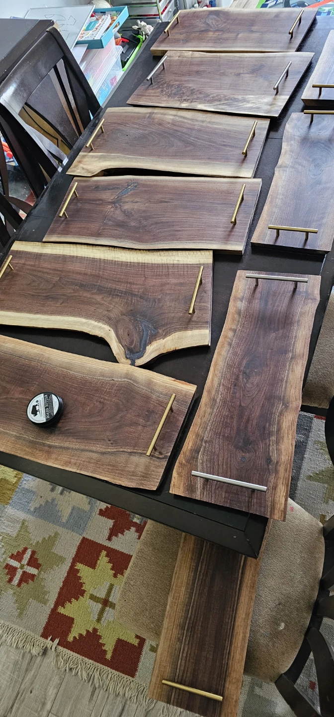 Live Edge Walnut Serving Trays with Handles