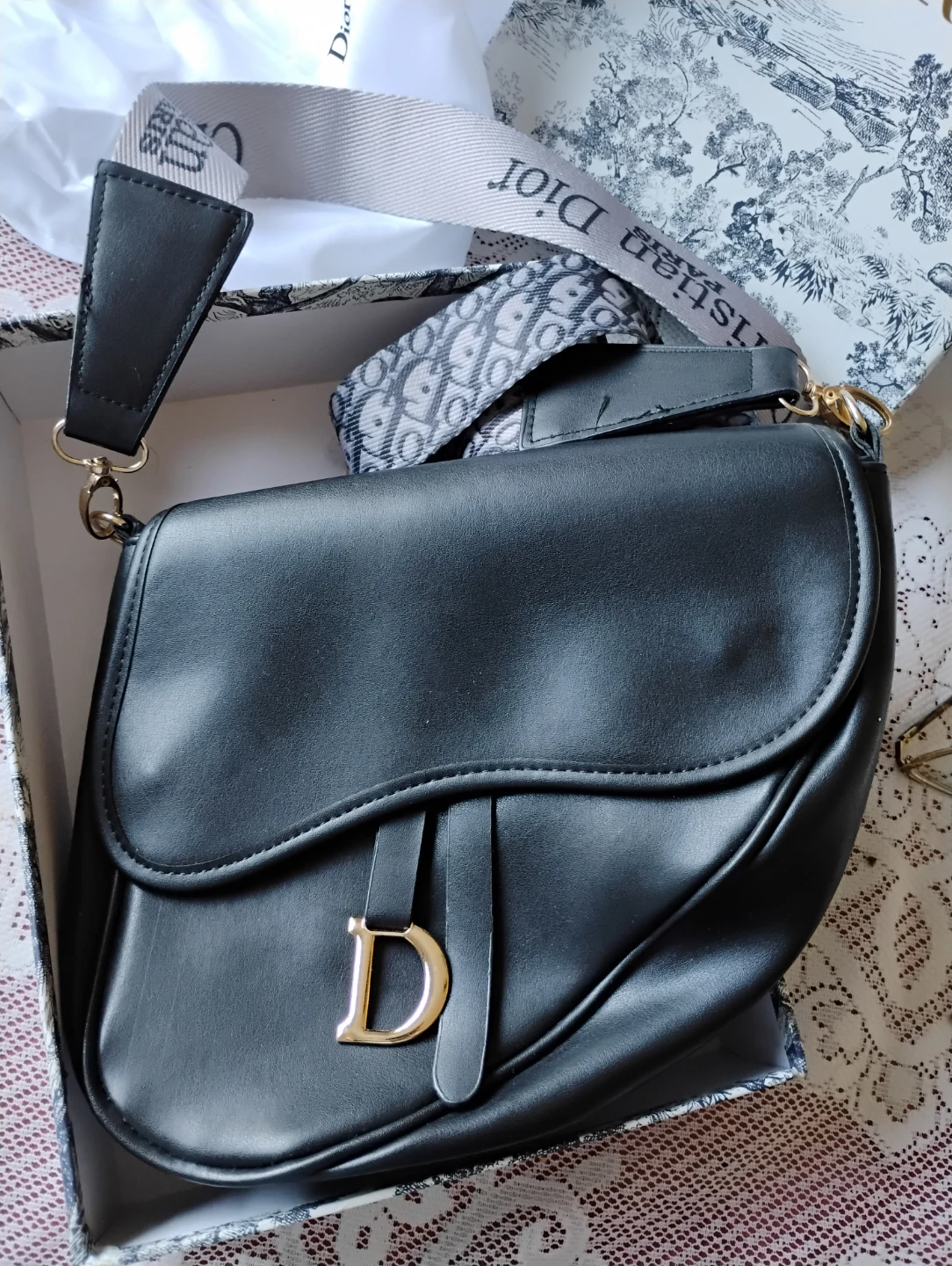 Christian Dior Black Leather Saddle Bag with Strap - photo 3