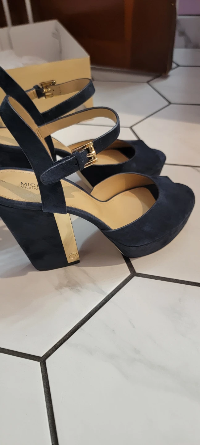 MICHAEL KORS Navy Suede Platform Block Heels size 8 1/2