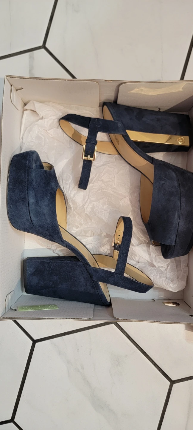 MICHAEL KORS Navy Suede Platform Block Heels size 8 1/2 - photo 3