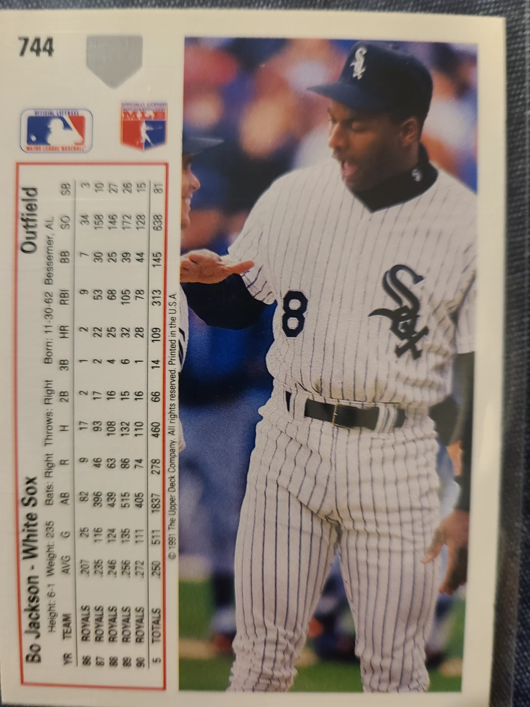 1991 Upper Deck Bo Jackson Baseball Card - photo 2