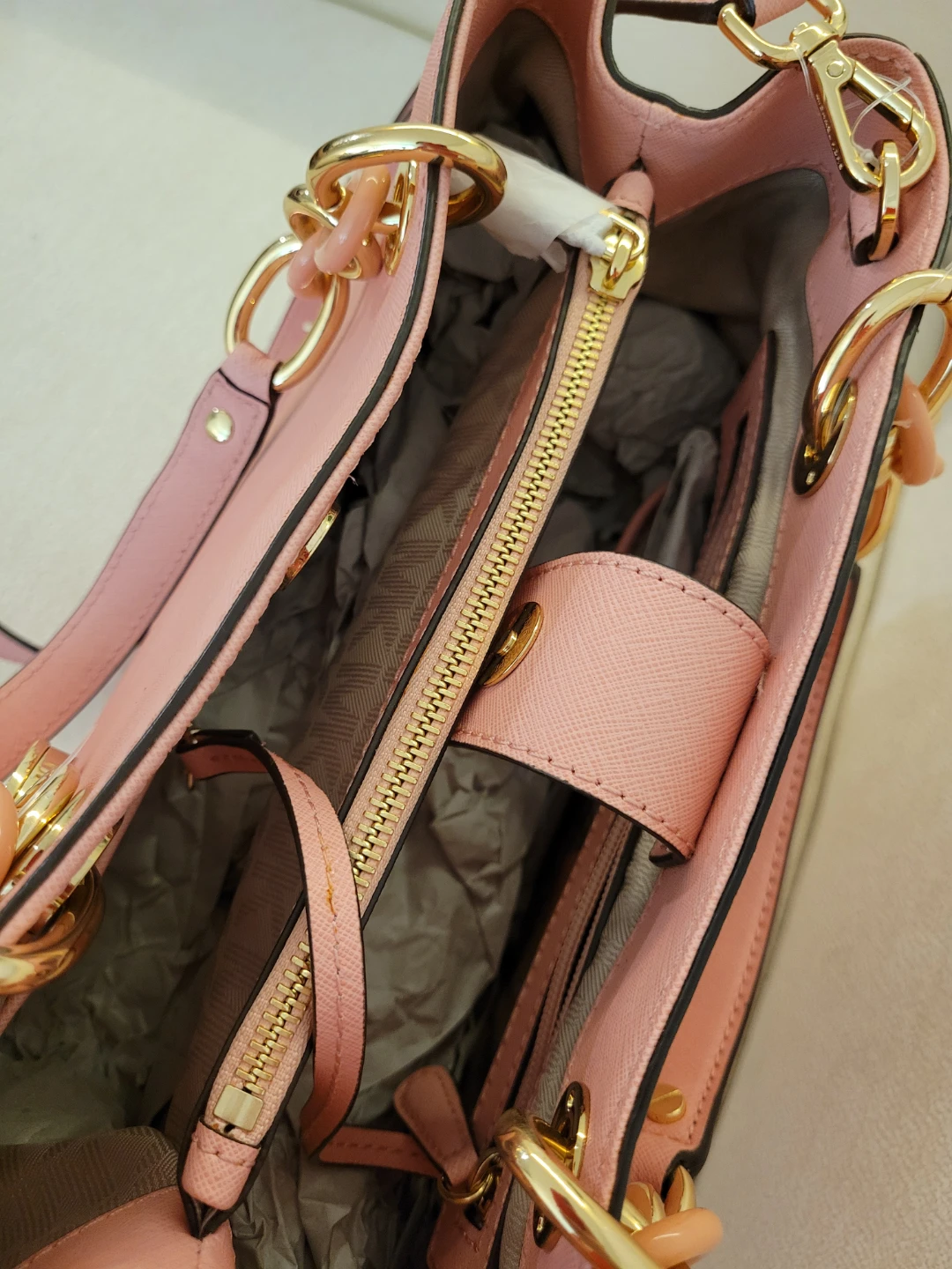 MK Pink Leather Satchel Handbag - photo 3