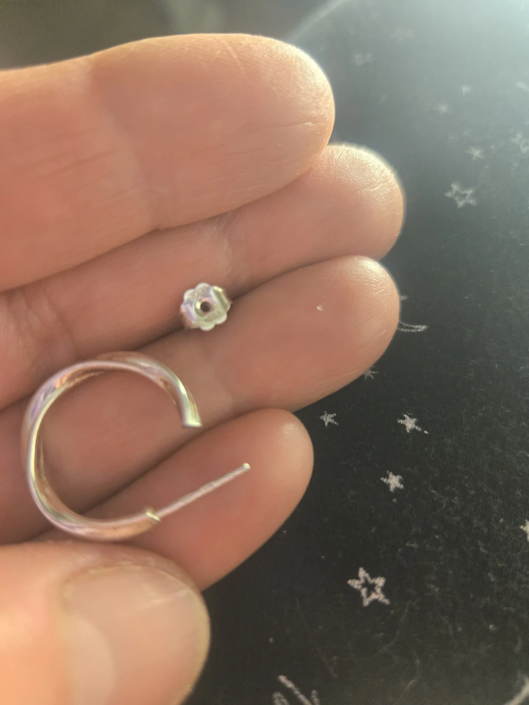 Silver Hoop Earrings with Backings