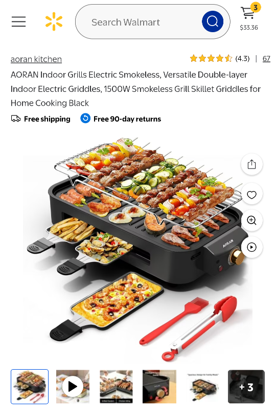 Electric/ Portable Smokeless Barbecue Grill 1700W - photo 2