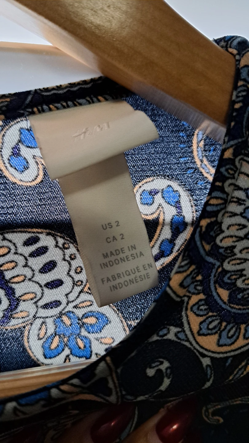 H&M Women's Blue Paisley Print Dress - Size US 2/CA 2 - photo 2