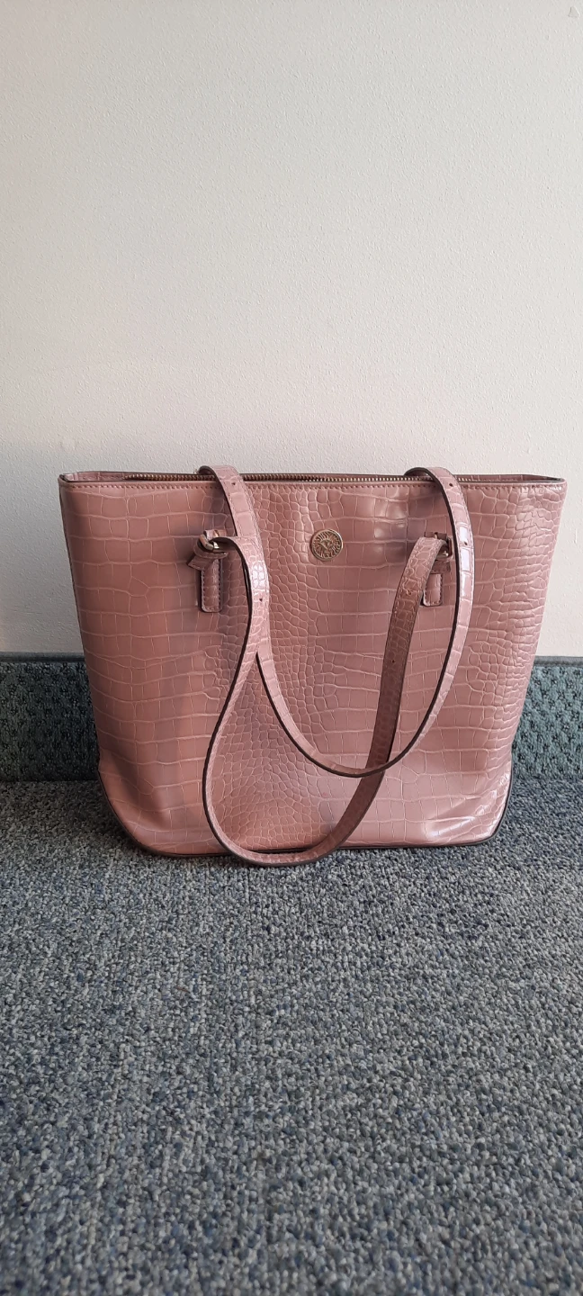 Anne Klein Pink Crocodile Embossed Tote Bag