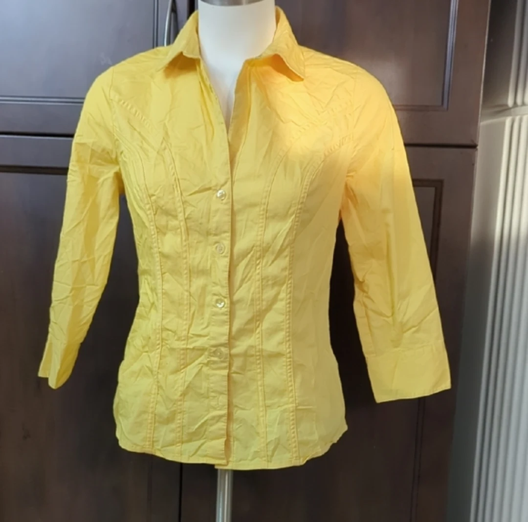 Rickis Yellow Button-Up Shirt Size 2