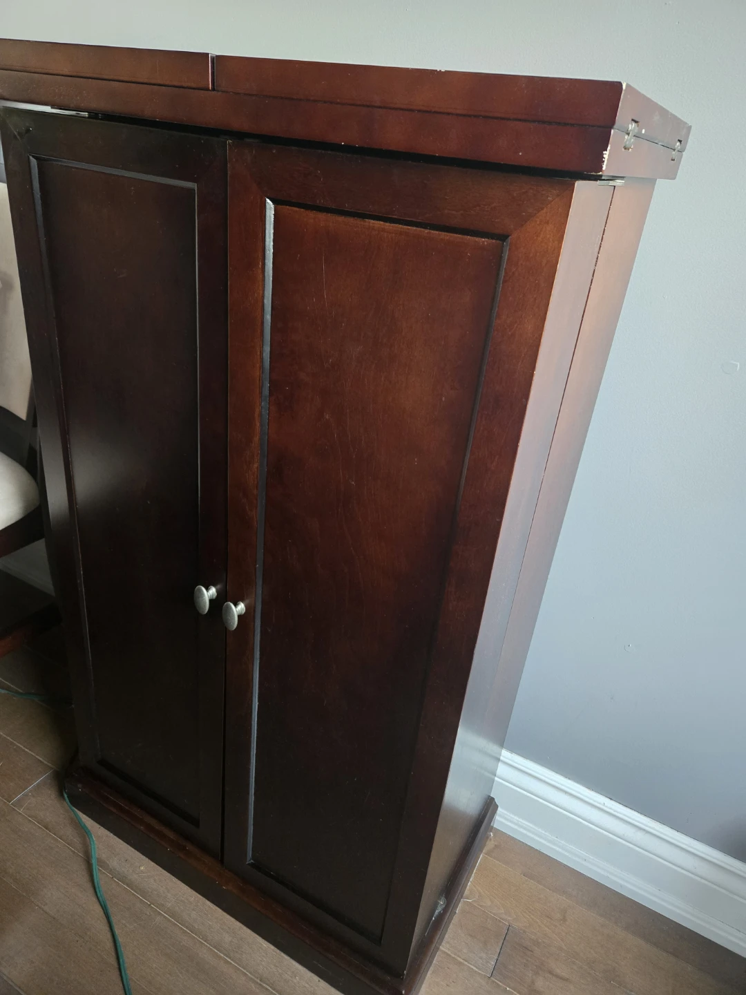 Dark Wood Bar Cabinet with Shelves
