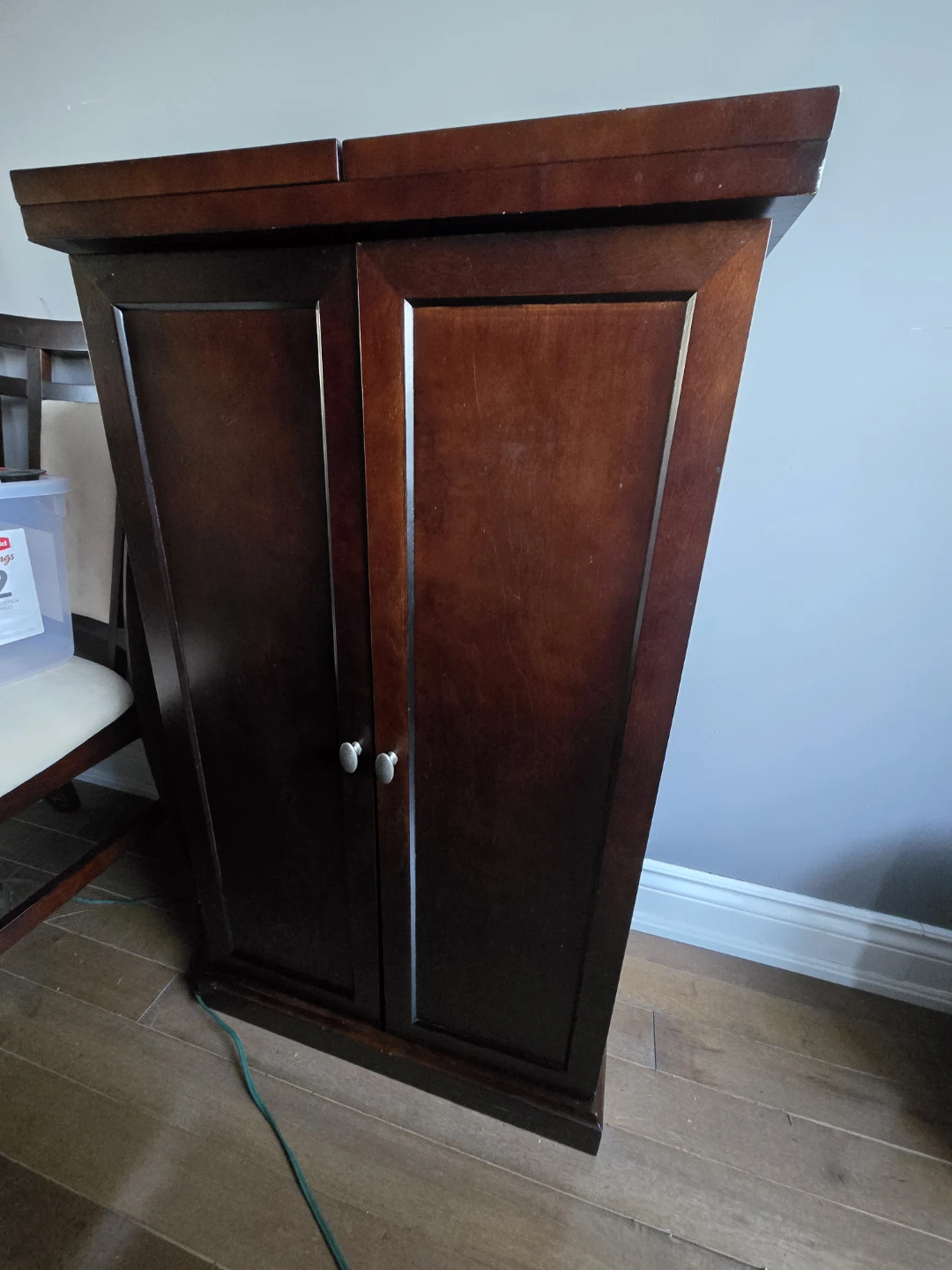 Dark Wood Bar Cabinet with Shelves - photo 2