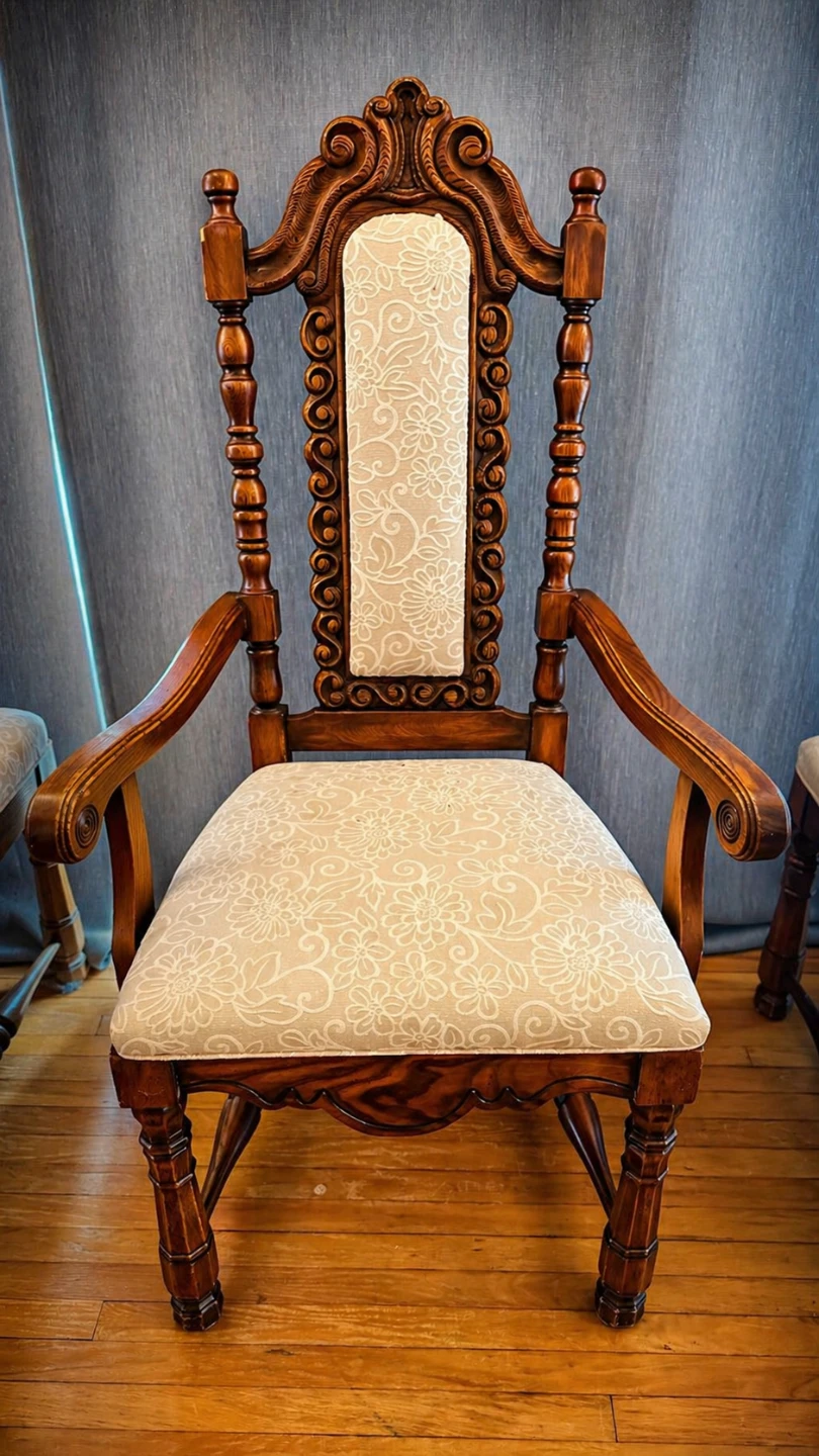 Elegant Solid Wood Dining Chairs – Set of 6 (2 Armchairs)