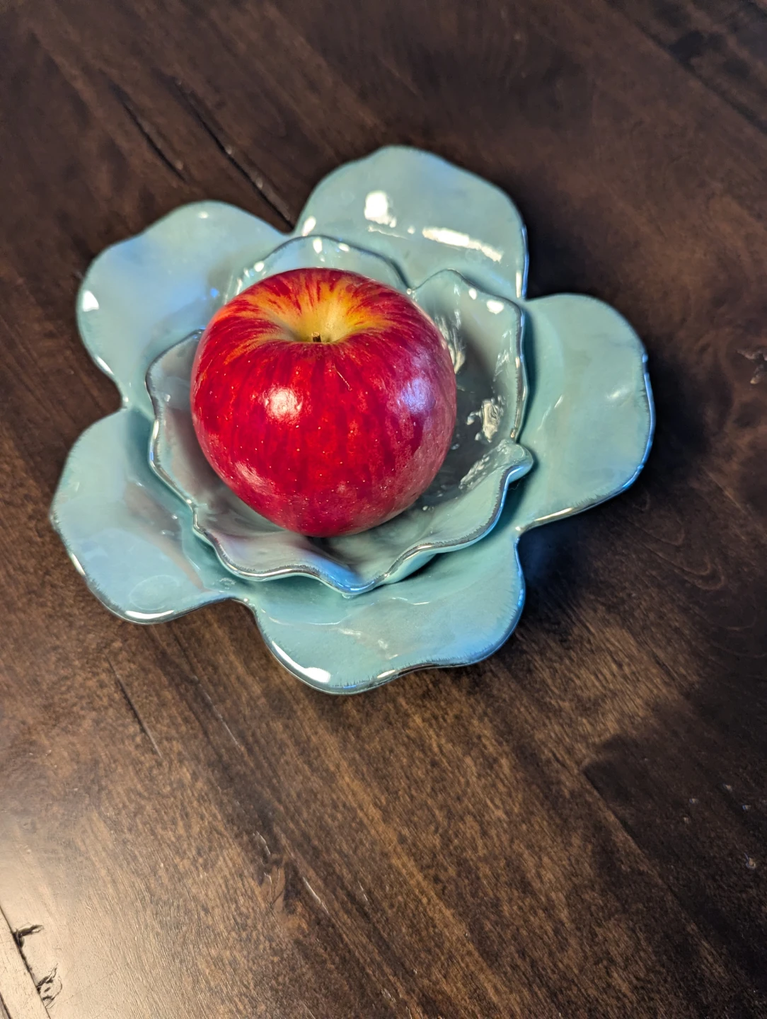 Turquoise blue Ceramic Flower Trinket Dish - photo 3