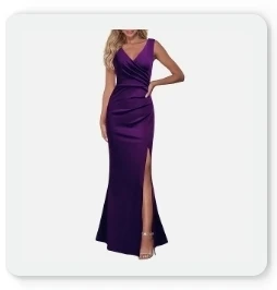 Royal Purple Sleeveless V Neck Split Evening Cocktail Long Dress