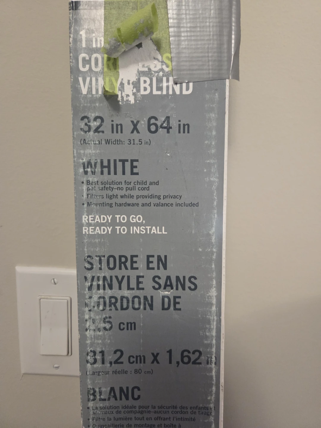 White 1" Vinyl Cordless Light Filtering Blind - 32" x 64" - photo 2