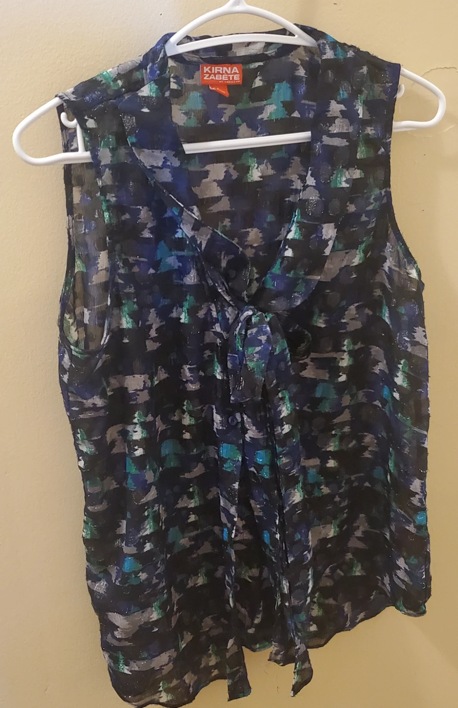KIRNA ZABETE Sleeveless Blouse with Neck Tie