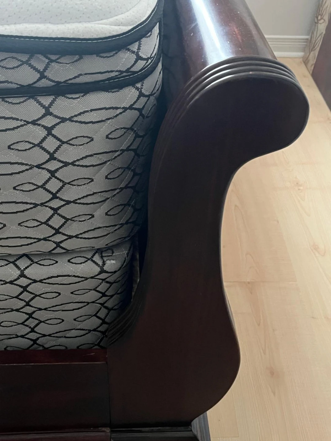 Queen bed frame Mahogany sled sleigh walnut solid wood - photo 5