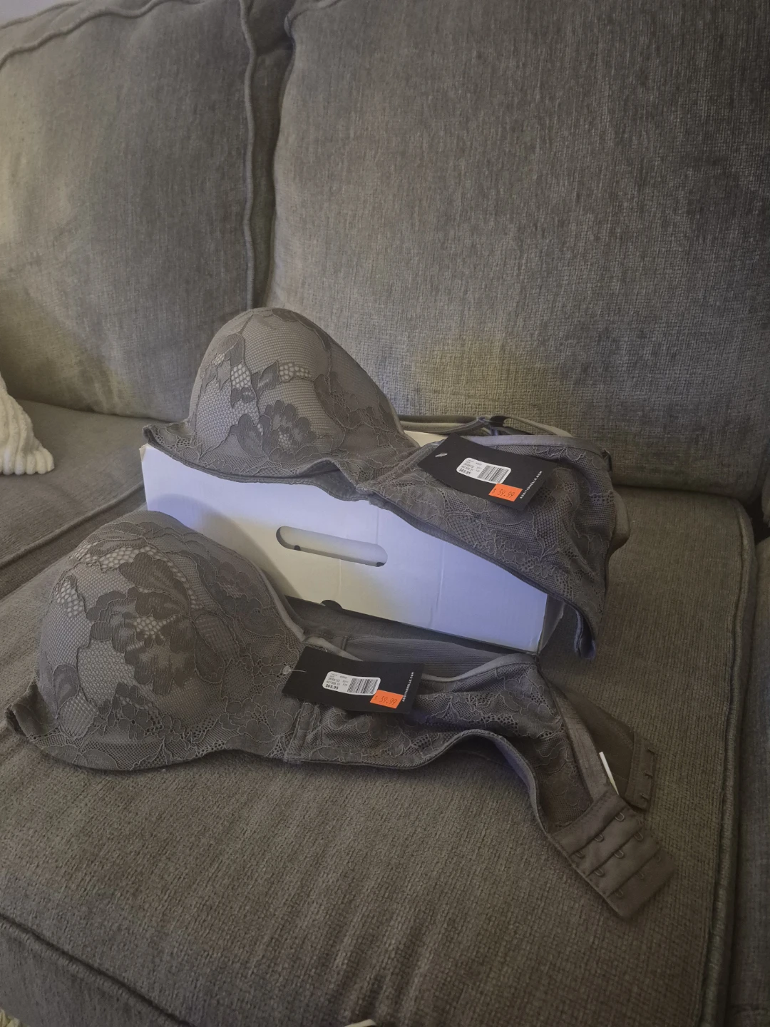2 New Grey Lace Bra - Size 40DD