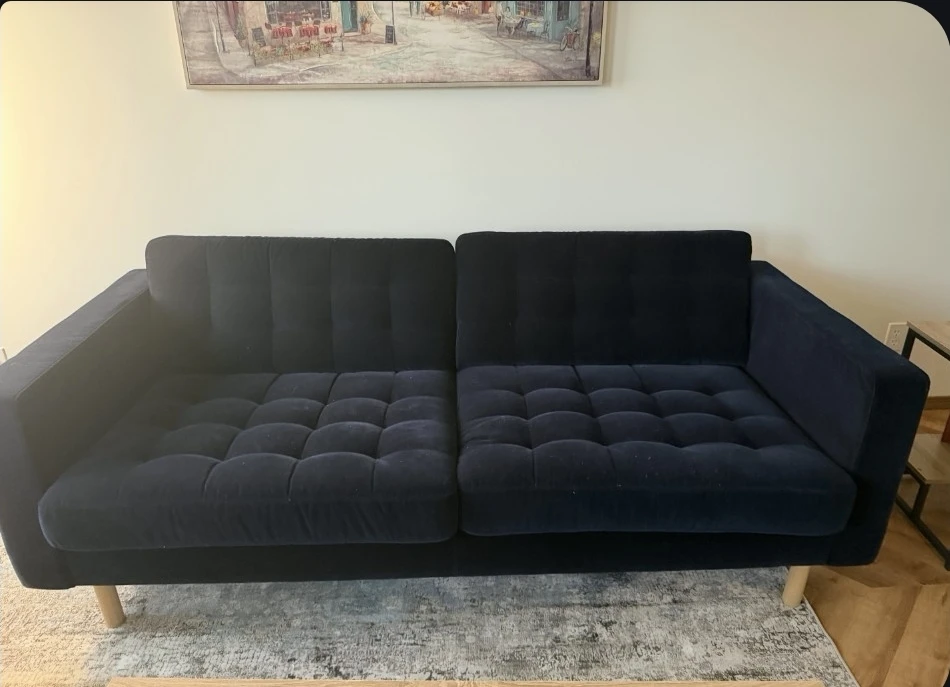 Blue Velvet  3 piece couch  & 2 chairs