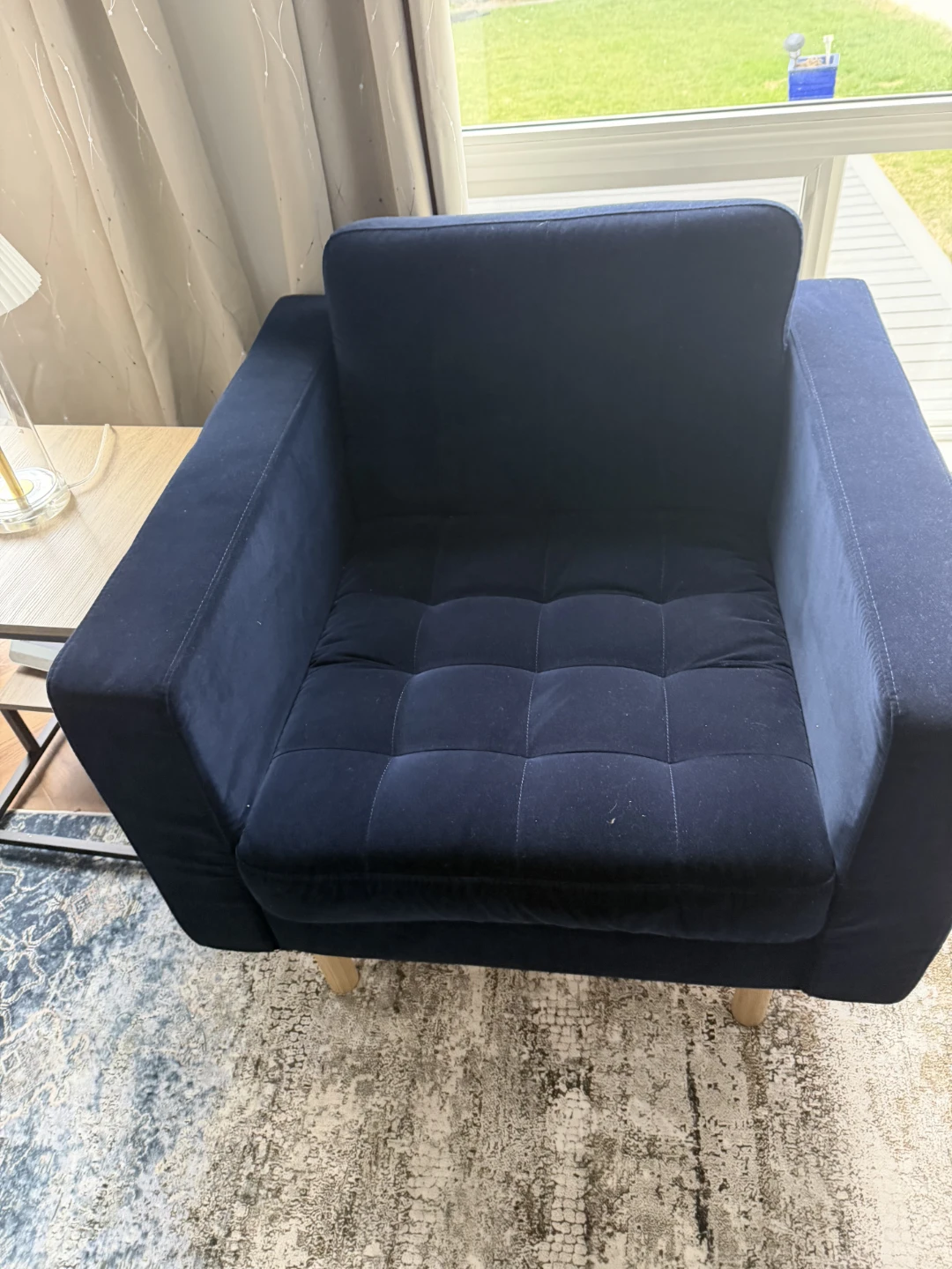 Blue Velvet  3 piece couch  & 2 chairs - photo 2