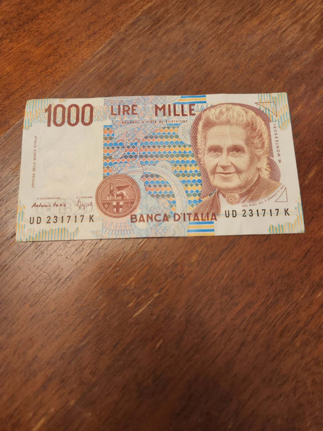 1000 Lire Italian Banknote, Classic Collectable