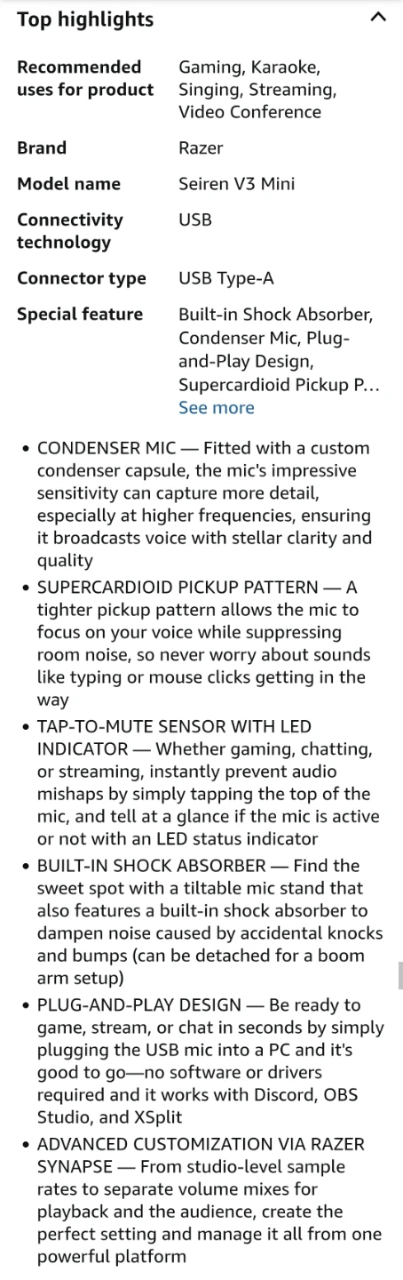 Razer Seiren V3 Mini USB Microphone: Condenser Mic 🎤🎙️🎧 - photo 5
