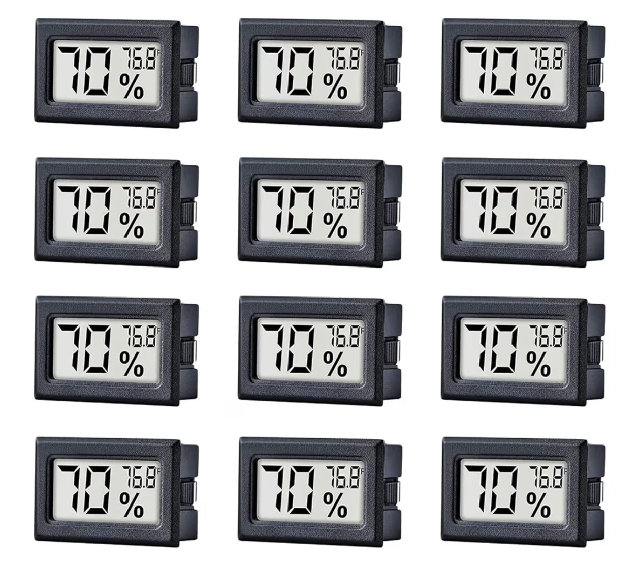Digital Mini Thermometer Hygrometer (12 Pack)