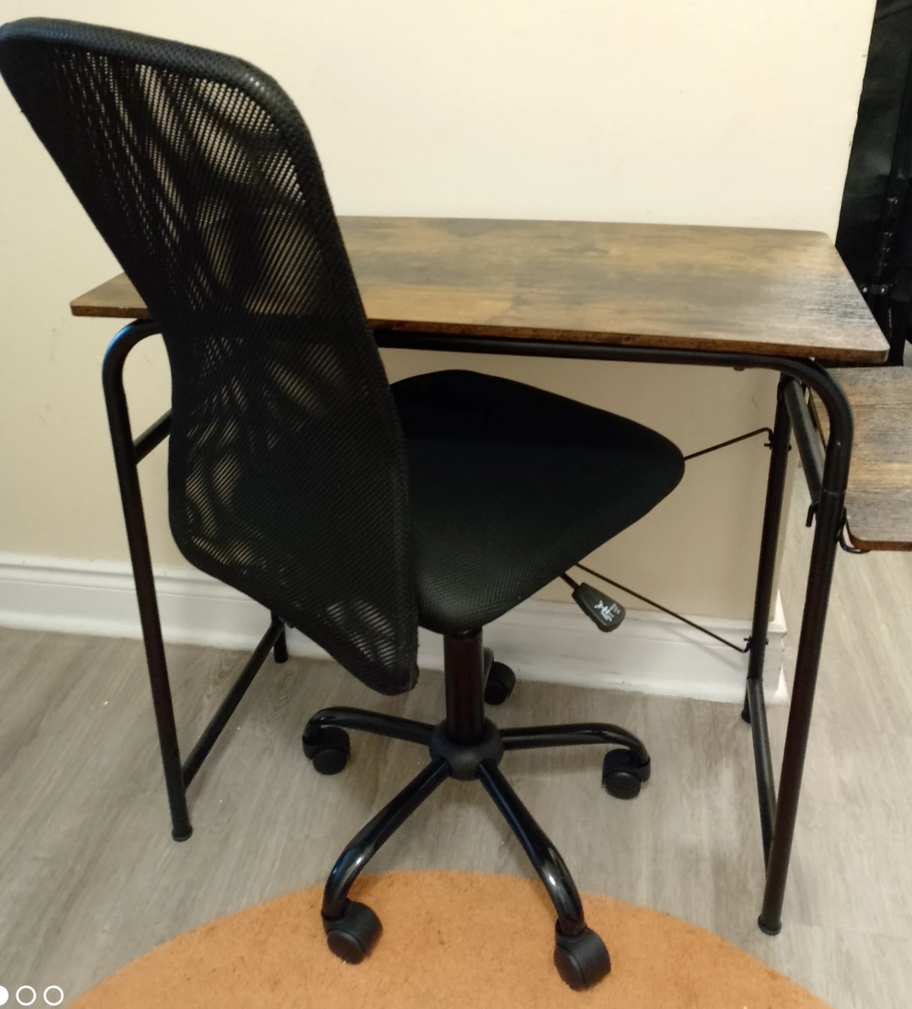 Rustic Wood Grain Desk with Black Metal Frame - photo 5
