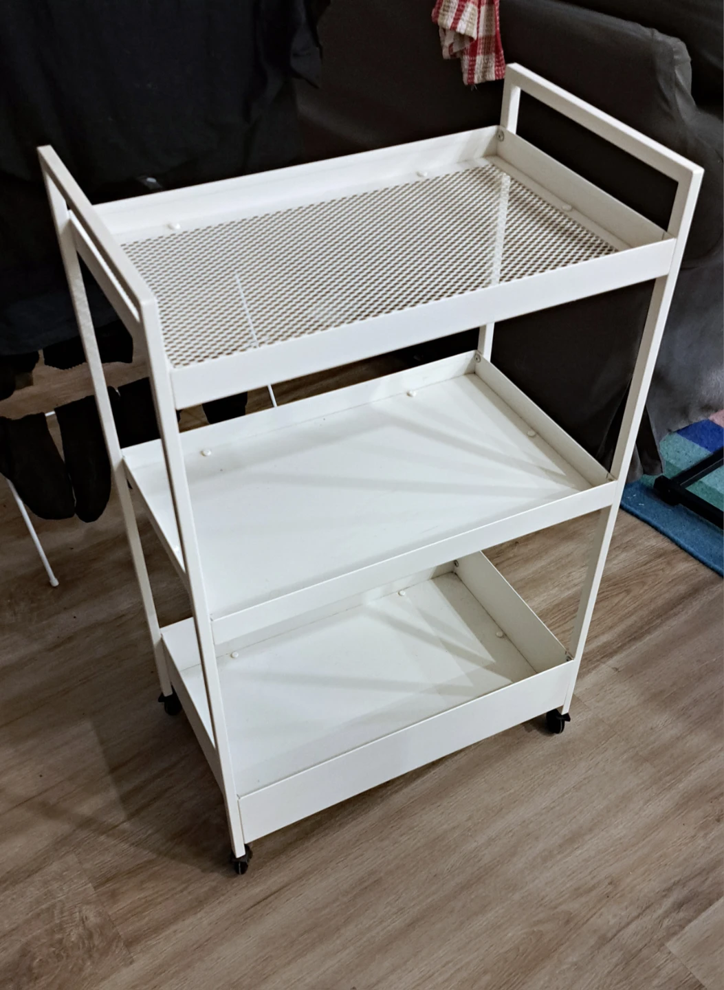 White 3-Tier Rolling Cart