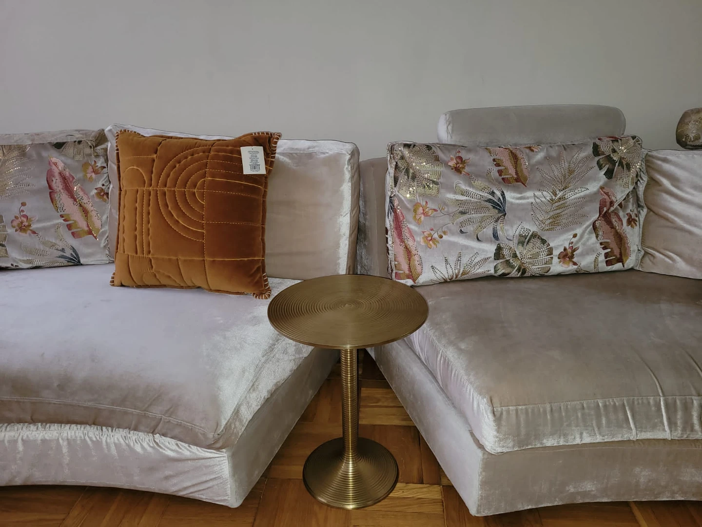 Curved Sectional Sofa with Decorative Pillows - photo 2