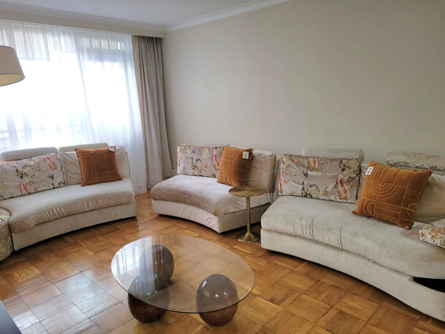 Curved Sectional Sofa with Decorative Pillows - photo 3