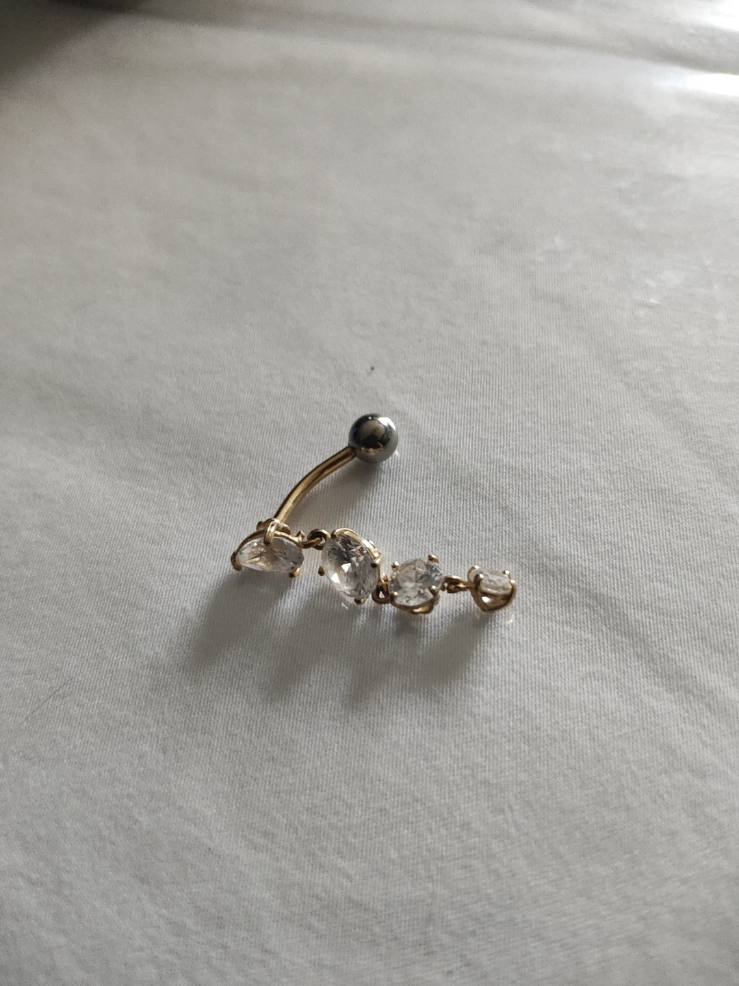 Gold-tone Belly Button Ring with Crystals - photo 3