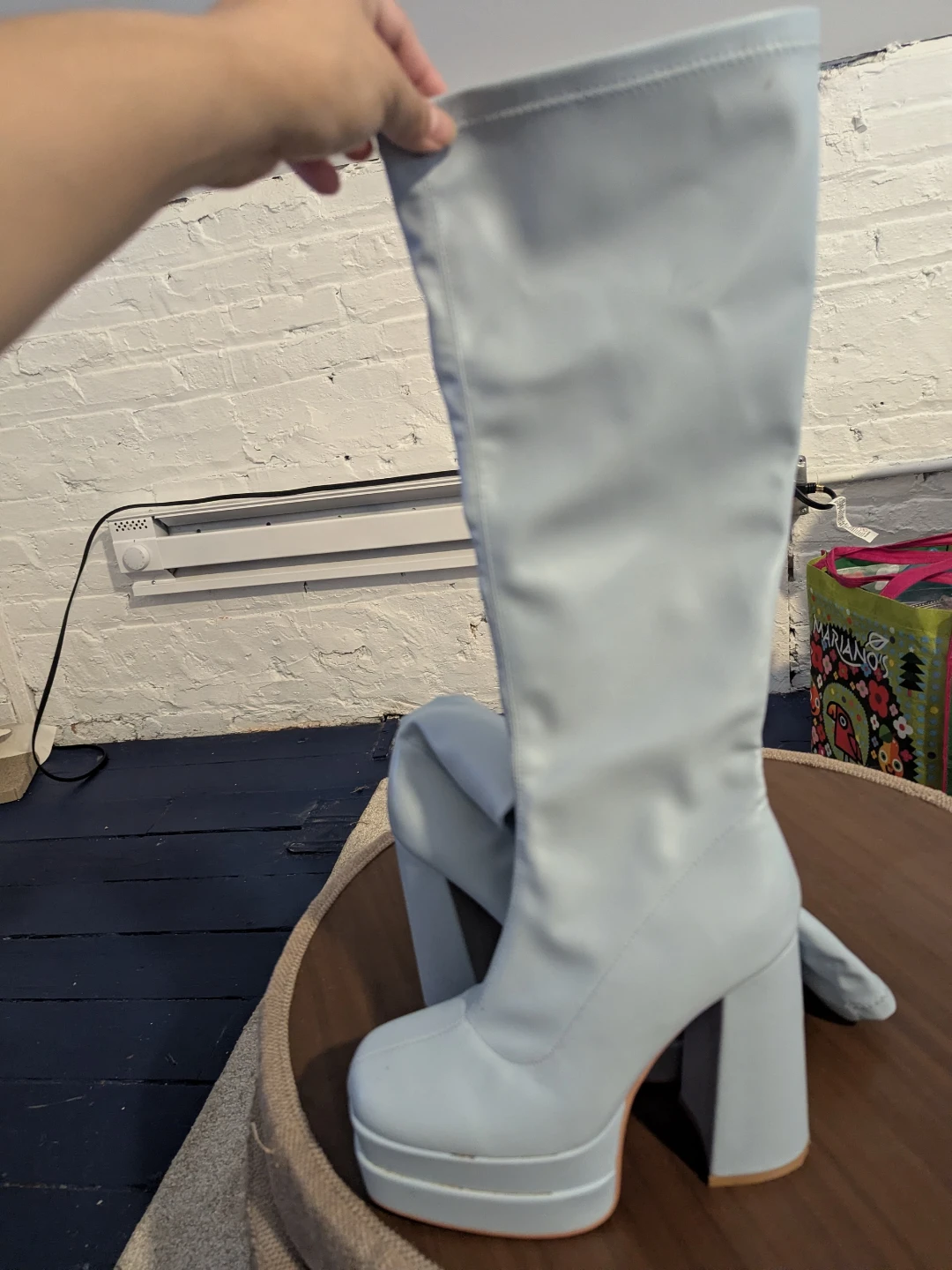 Light Blue Platform Knee-High Boots - photo 2