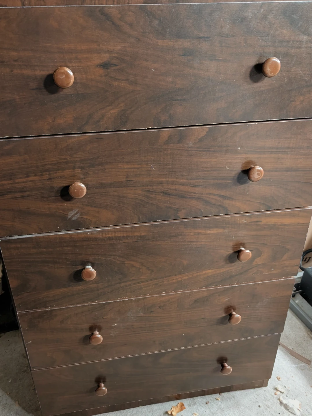 Dark Wood Dresser with 5 Drawers