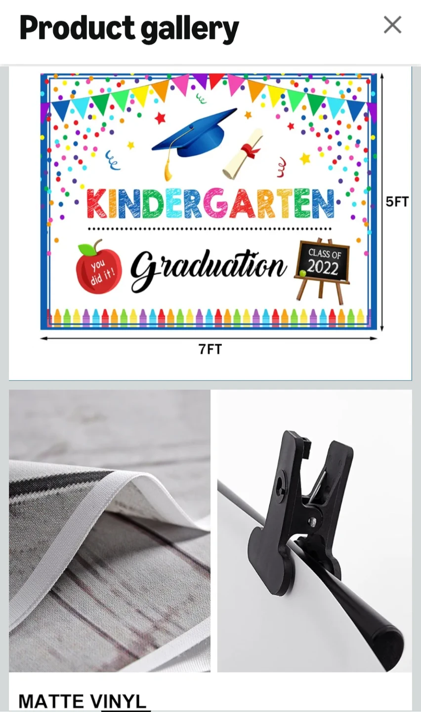 Used Kindergarten Graduation Backdrop 7x5ft - photo 3