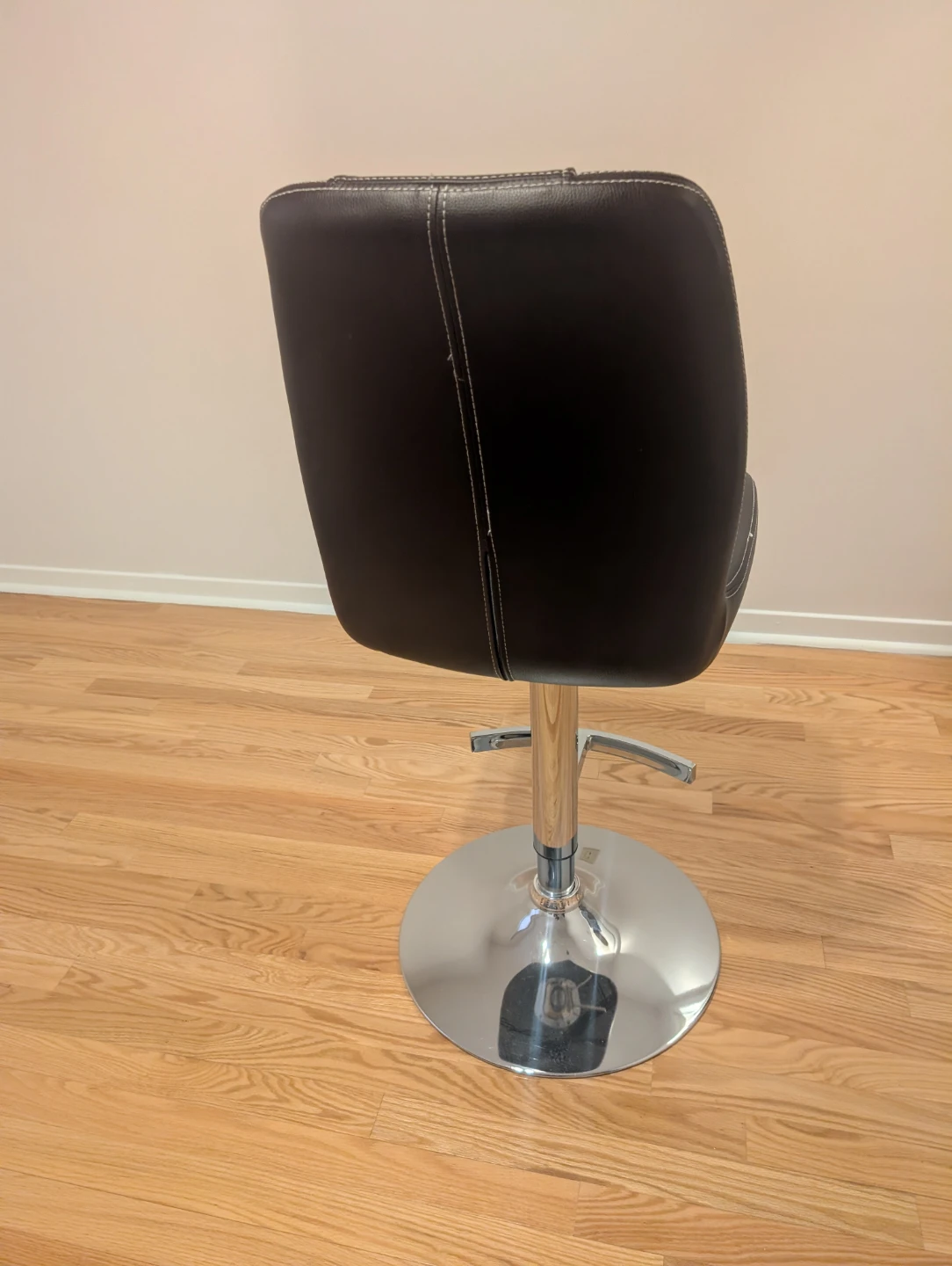 Adjustable Bar Stool - Dark Brown Faux Leather - photo 2