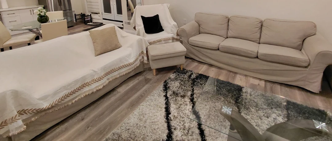 3 SET Beige Sofa with Ottoman