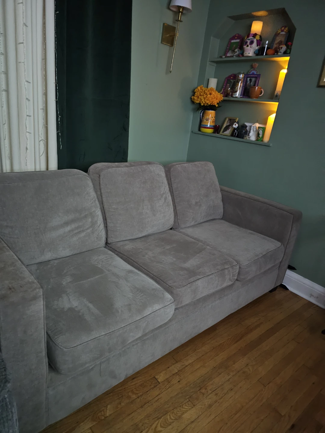 Grey Fabric 3-Seater Sofa