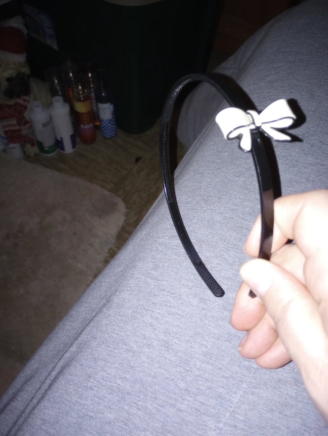 Black Headband with White Bow