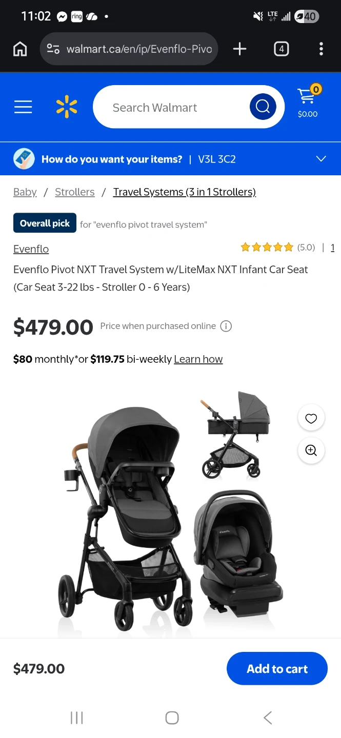Evenflo Pivot NXT Travel System baby stroller